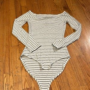 Madewell off the shoulder striped bodysuit